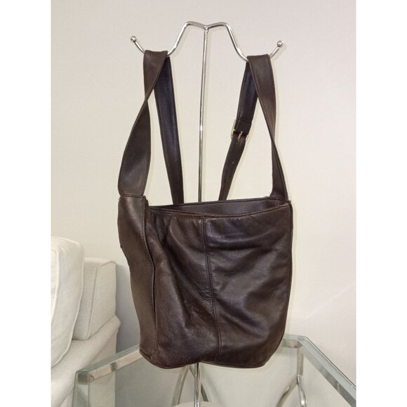 Women's Brown Faux Leather Bucket Shoulder Bag - Picture 2 of 3